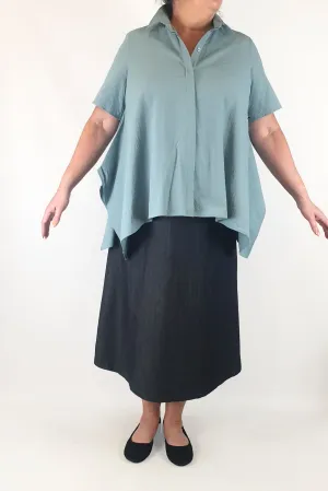 COS blue cotton top size 44, best fits 16-18