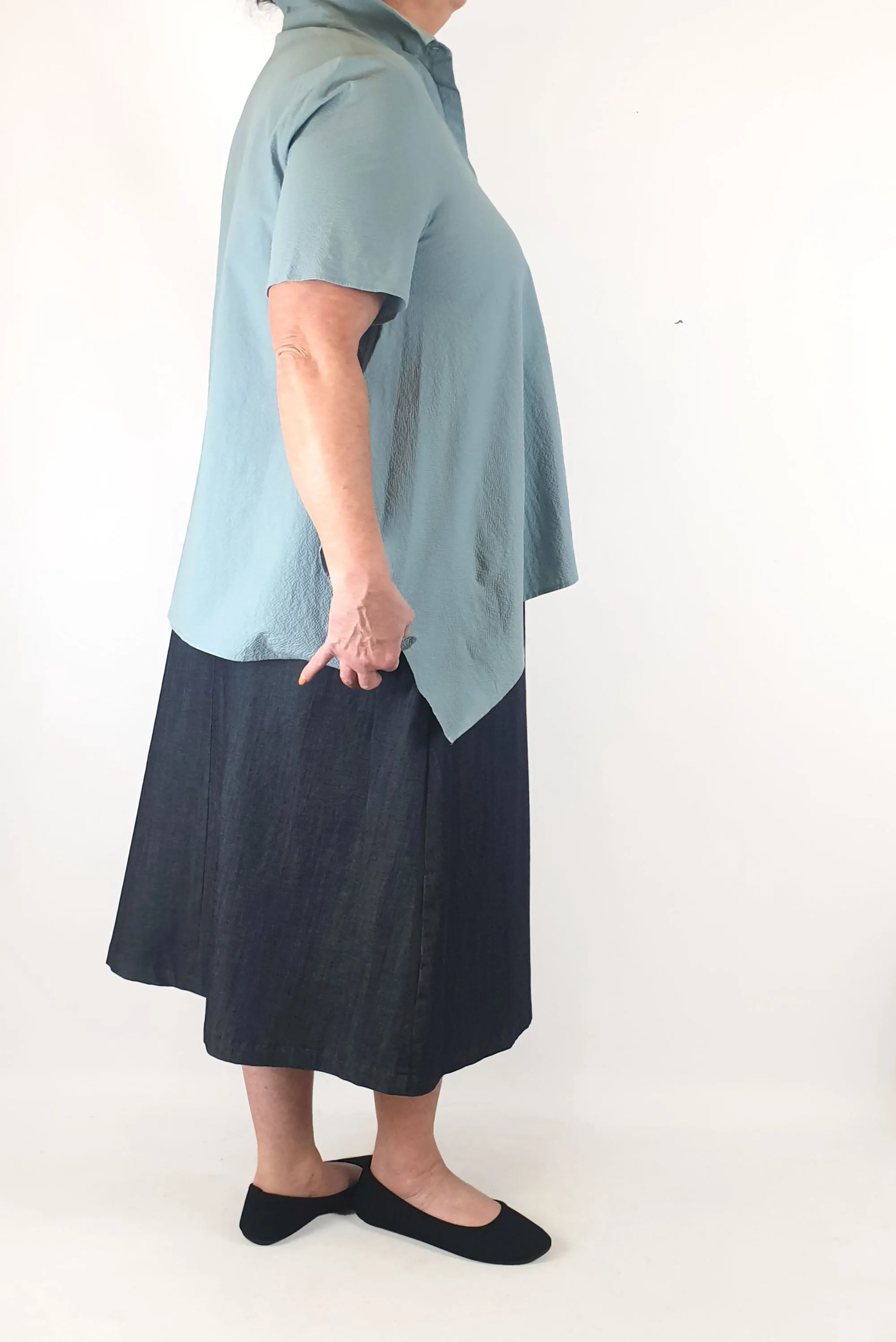 COS blue cotton top size 44, best fits 16-18