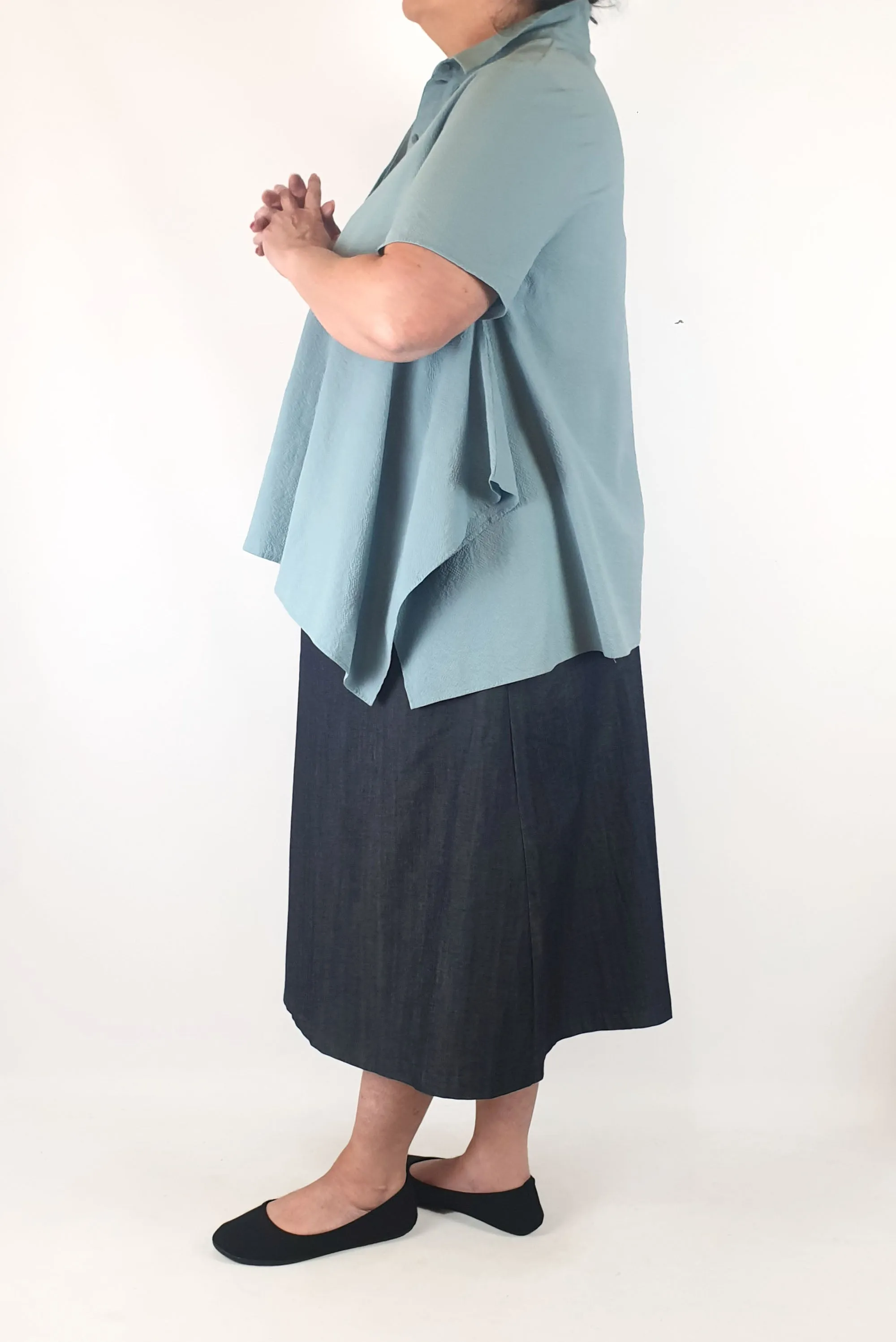COS blue cotton top size 44, best fits 16-18