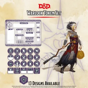 D&D RPG: Warlock Token Set ( Player Board & 22 Tokens)
