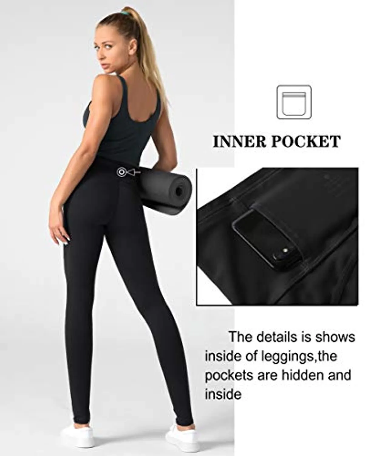 Dragon Fit High Waist Yoga Leggings with 3 Pockets,Tummy Control Workout Running 4 Way Stretch Yoga Pants