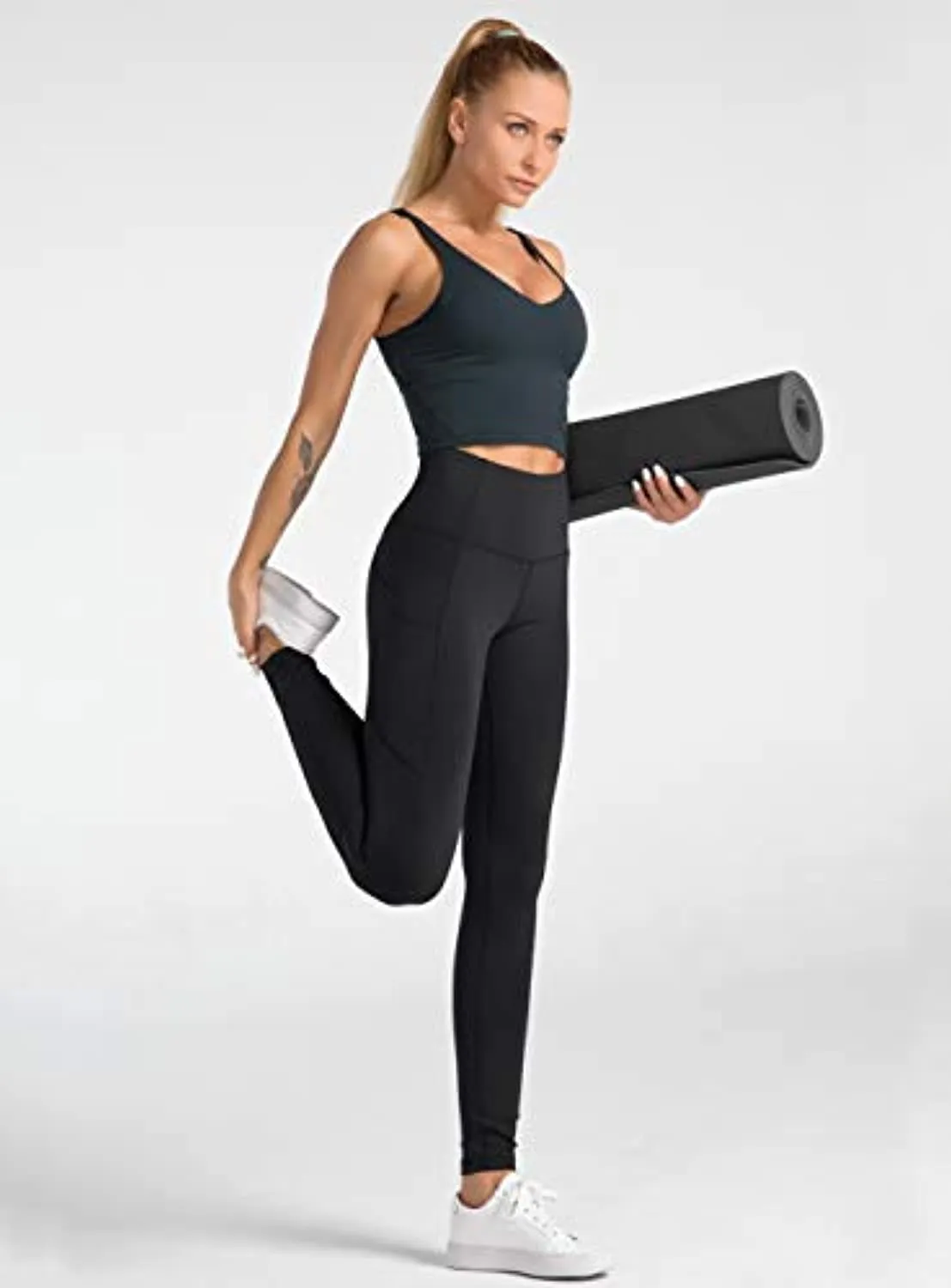 Dragon Fit High Waist Yoga Leggings with 3 Pockets,Tummy Control Workout Running 4 Way Stretch Yoga Pants