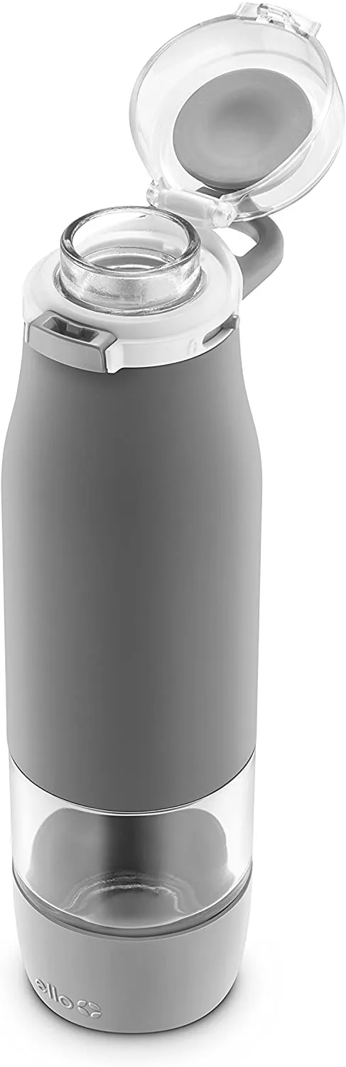 Ello Aura BPA-Free Glass Water Bottle, Grey, 24oz