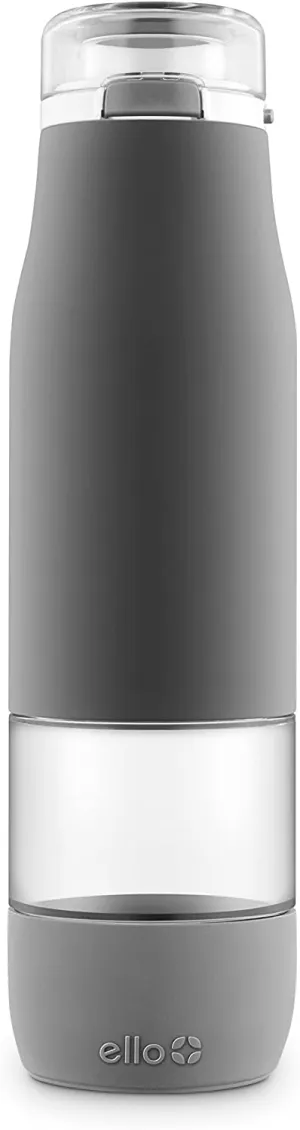 Ello Aura BPA-Free Glass Water Bottle, Grey, 24oz