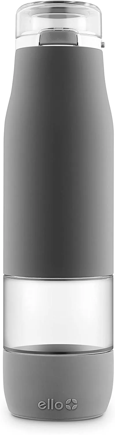 Ello Aura BPA-Free Glass Water Bottle, Grey, 24oz