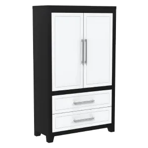 emma armoire storage organizer - shelves with 2 drawers home decor, java & white