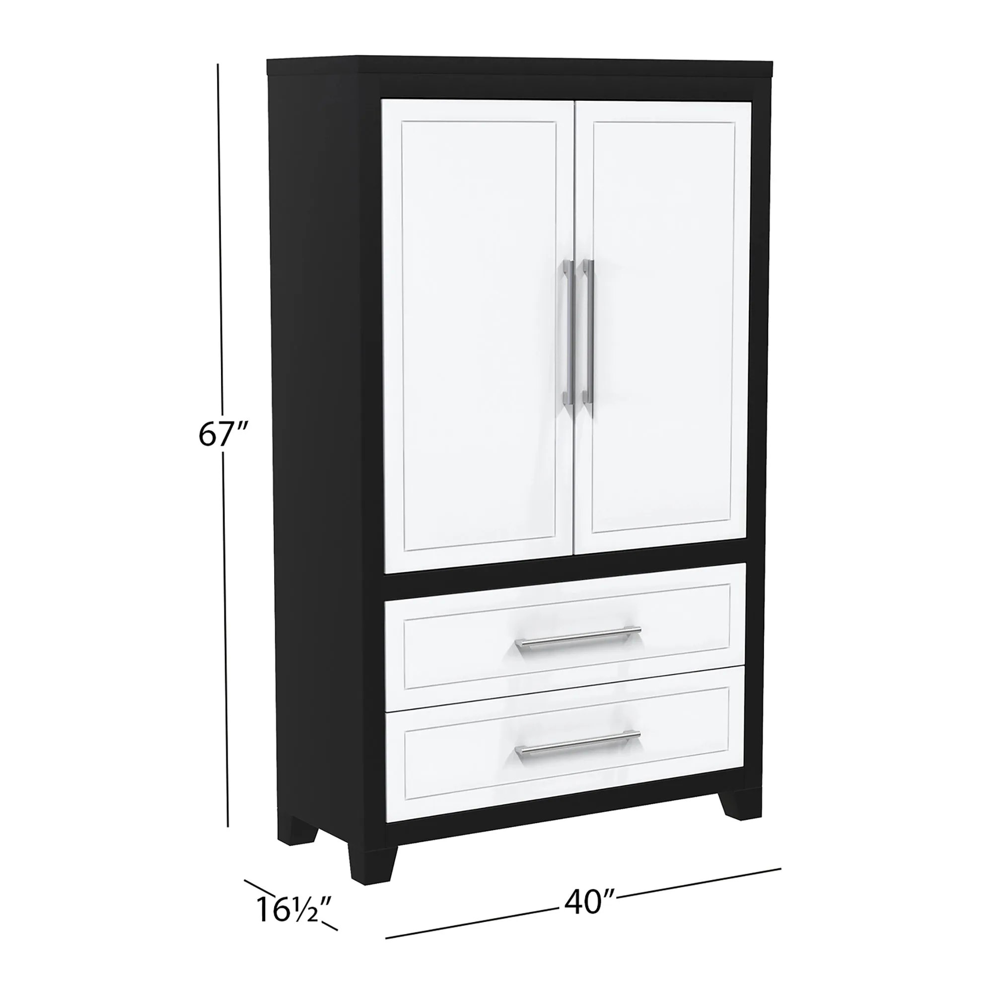 emma armoire storage organizer - shelves with 2 drawers home decor, java & white