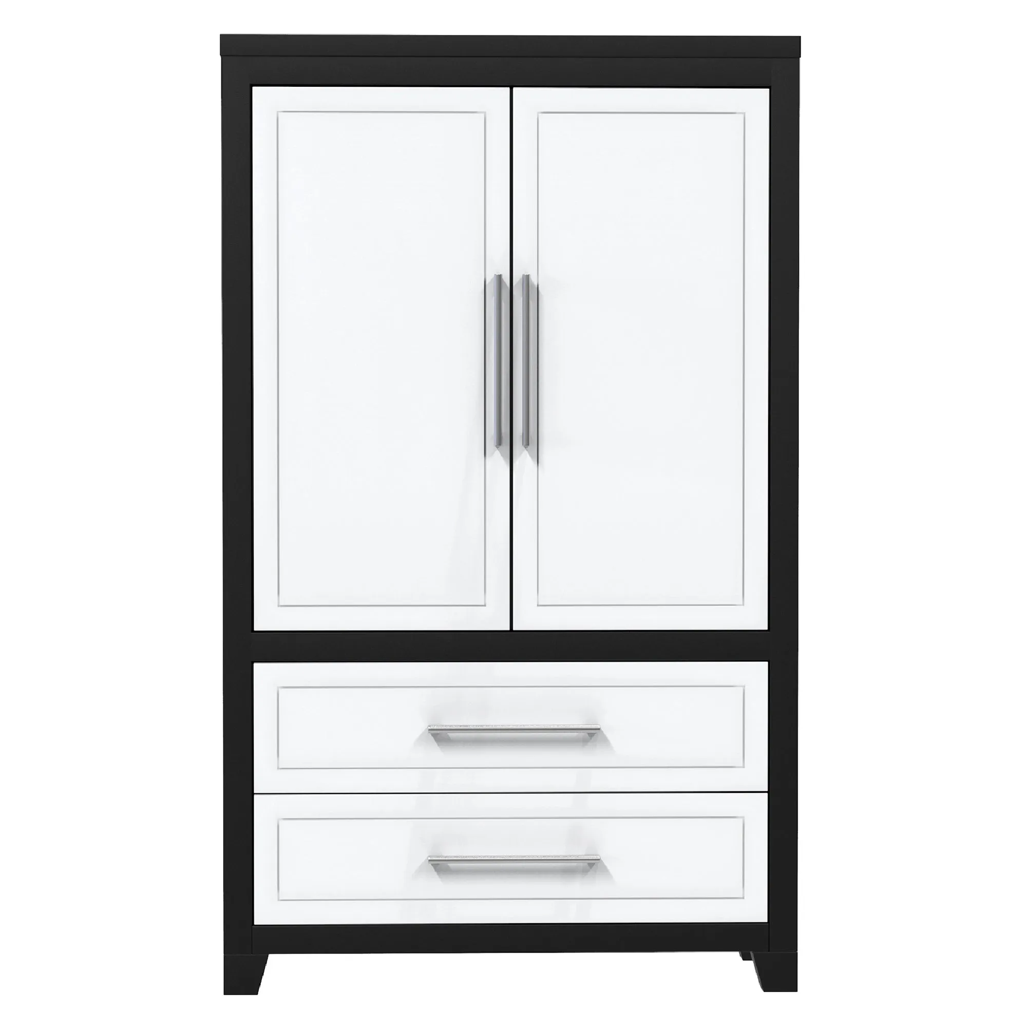 emma armoire storage organizer - shelves with 2 drawers home decor, java & white
