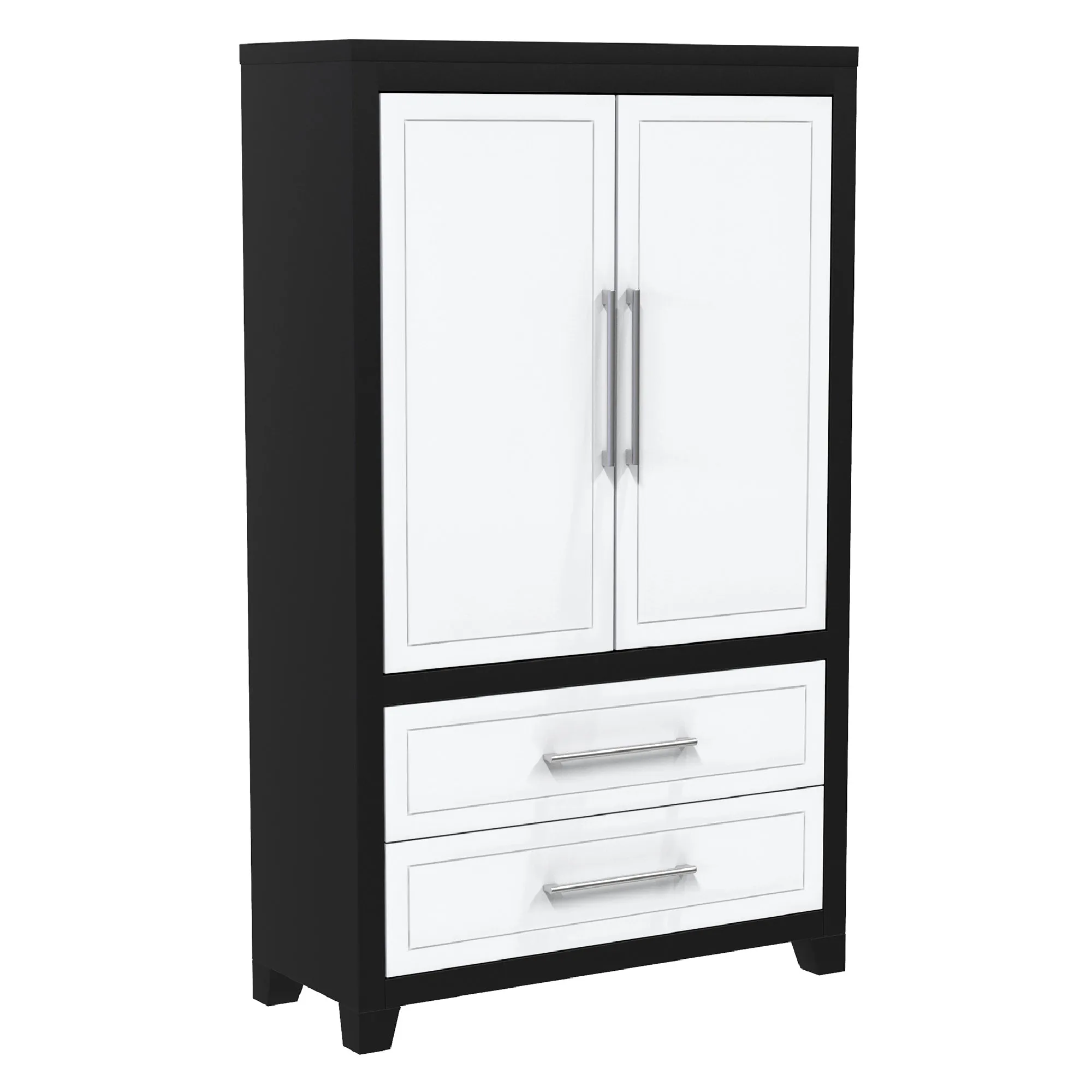 emma armoire storage organizer - shelves with 2 drawers home decor, java & white