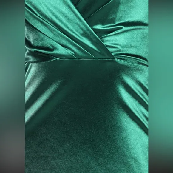 Featured Flirt Emerald Green Satin Strappy Bodycon Mini Dress