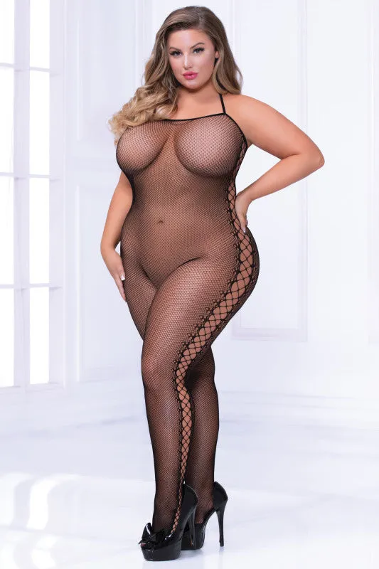 Fishnet Chemise Bodystocking - Queen Size - Black