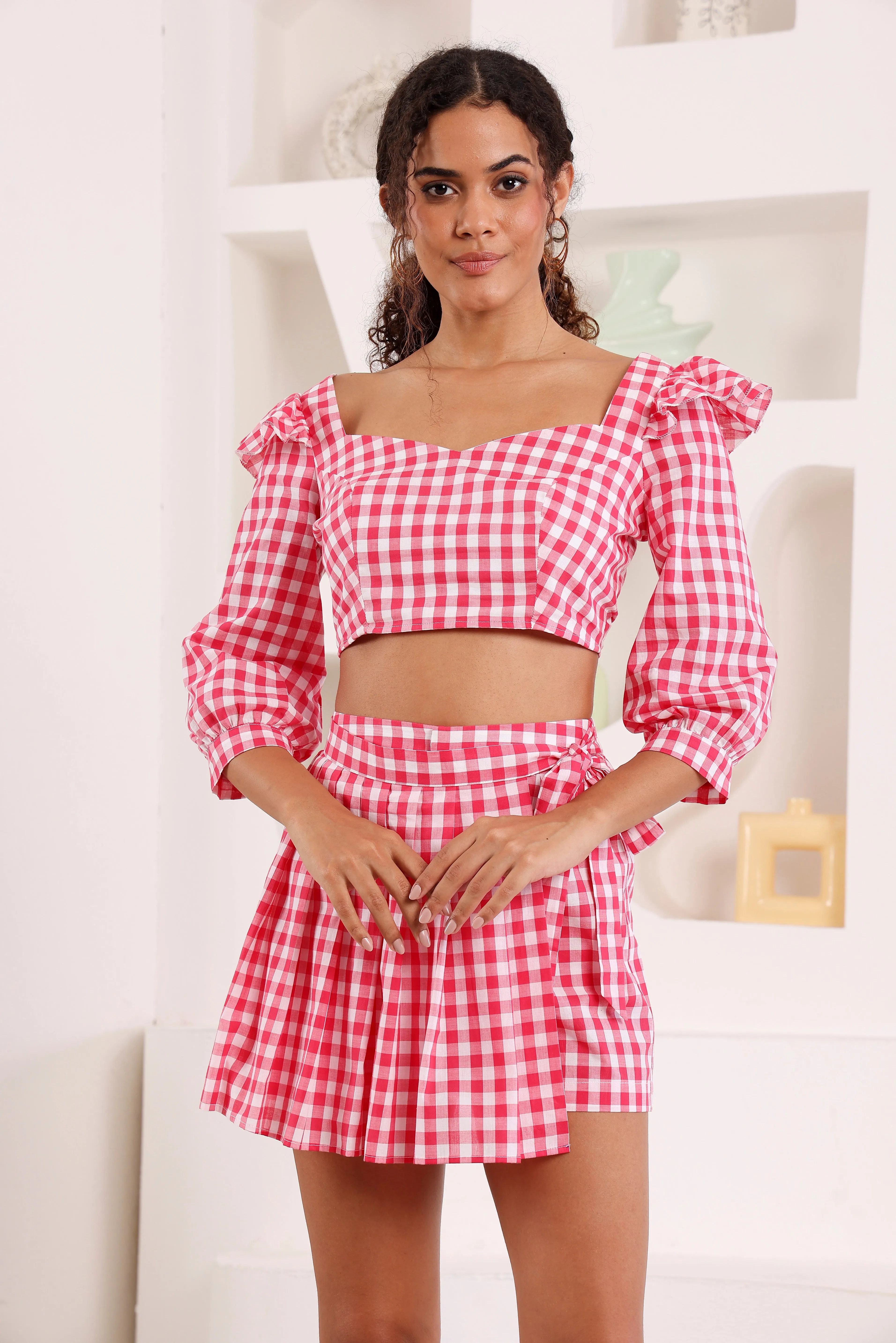 Flirty Gingham Checkmate high-waist skirt