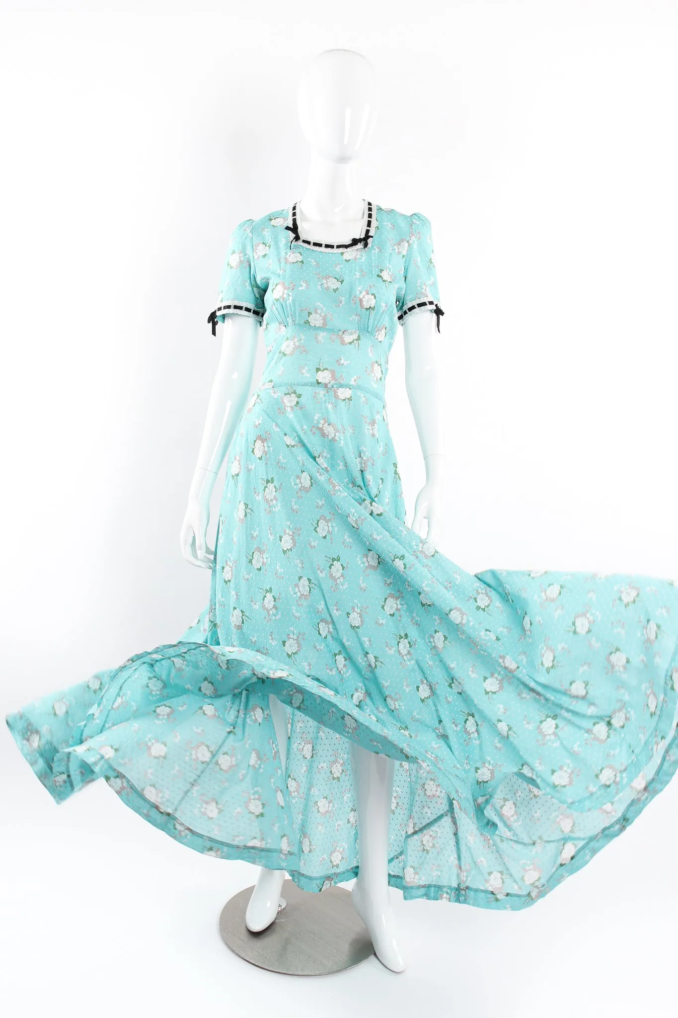 Floral Swiss Dot Maxi Dress