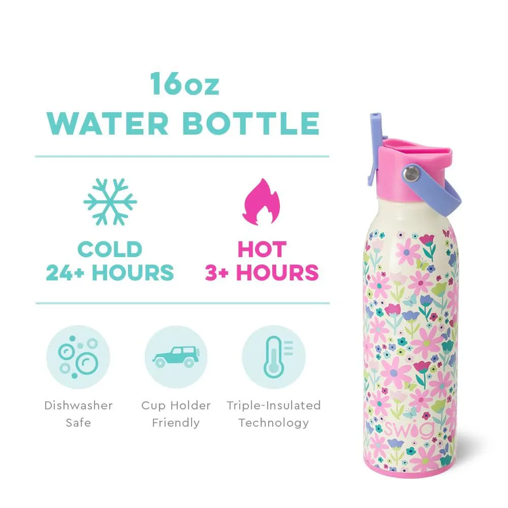Flower Power Flip & Sip 16 oz Water Bottle