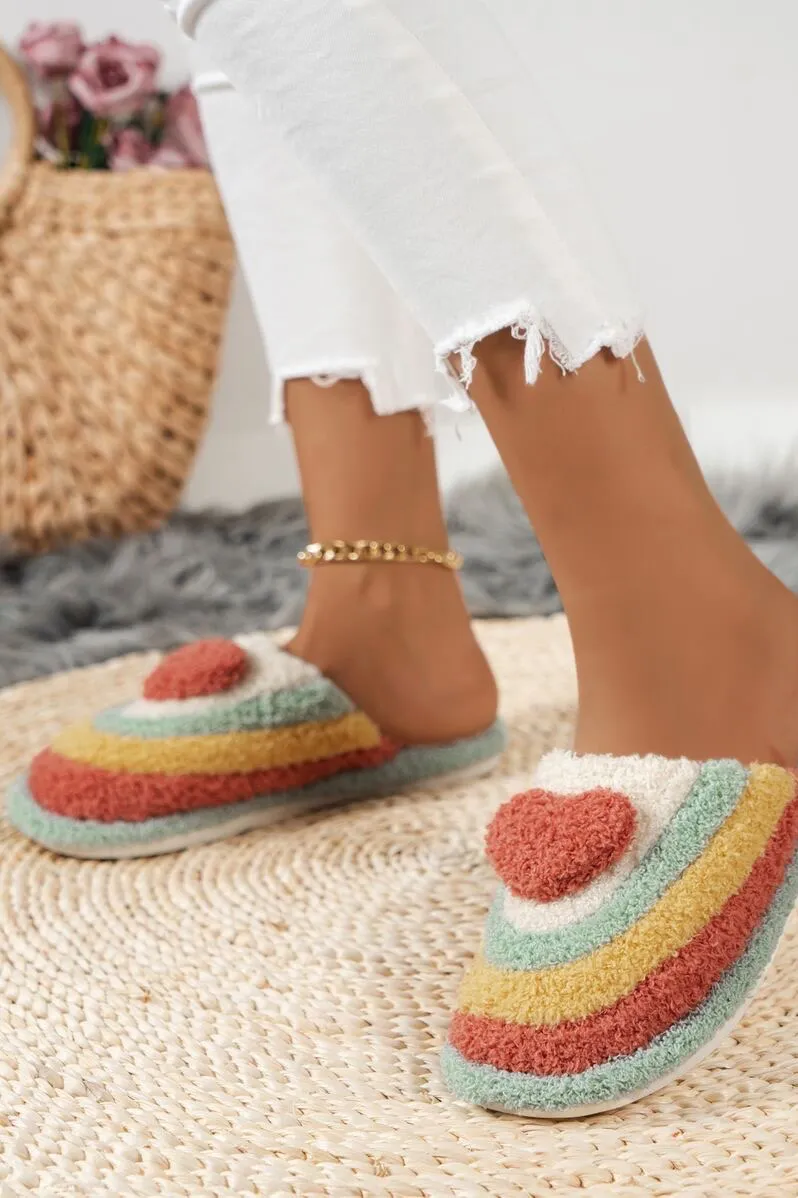 Fluffy heart slippers