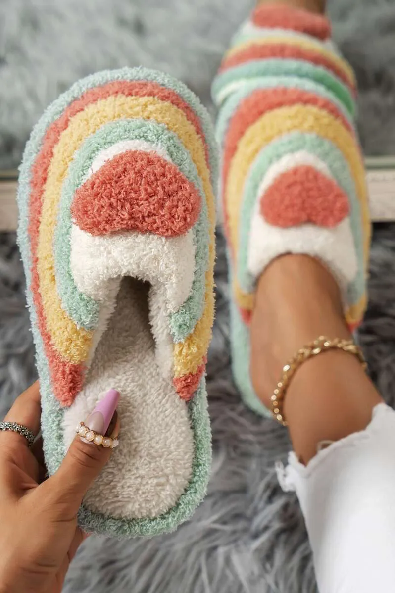 Fluffy heart slippers