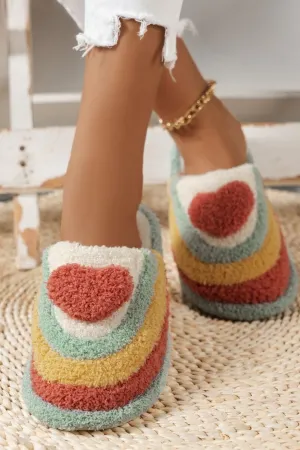 Fluffy heart slippers