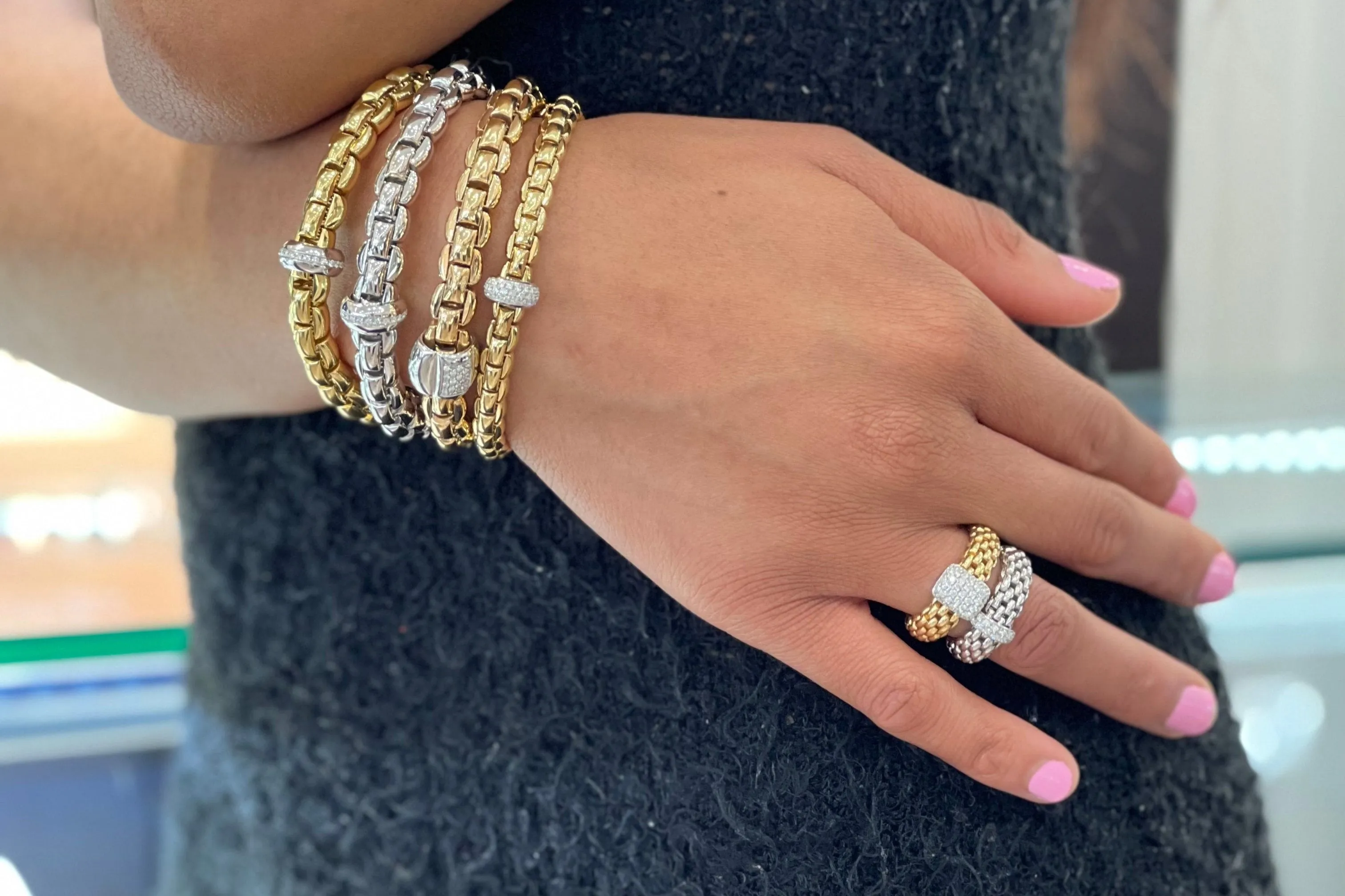 FOPE 'Flex'it' Diamond Bar Stretchy Ring