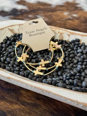 Gold Cross Stretchy Bracelet Set
