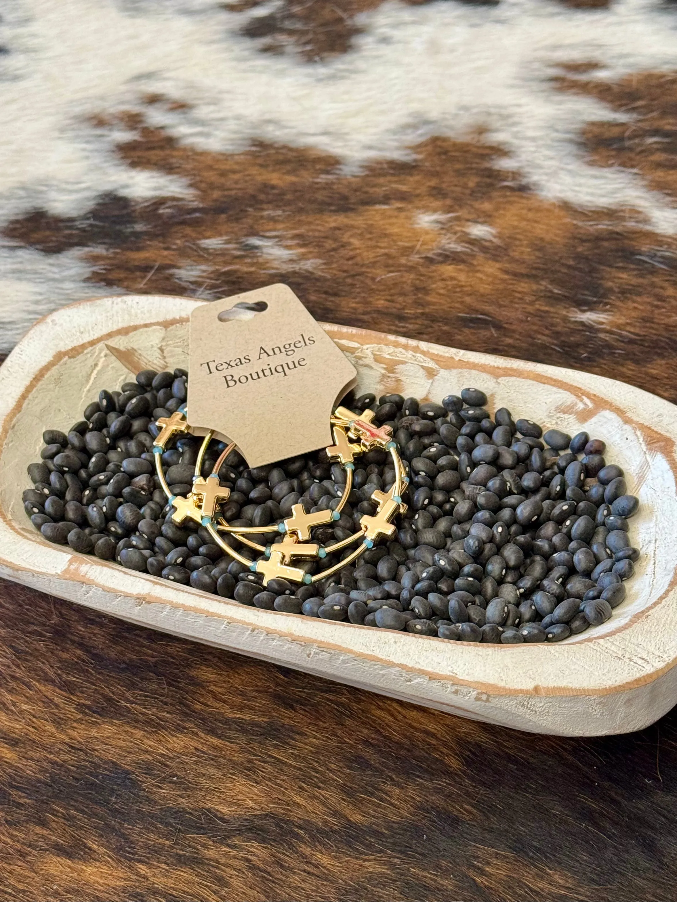 Gold Cross Stretchy Bracelet Set