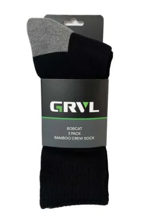 GRVL Bobcat Bamboo Heavy Duty Crew 3 Pack Socks