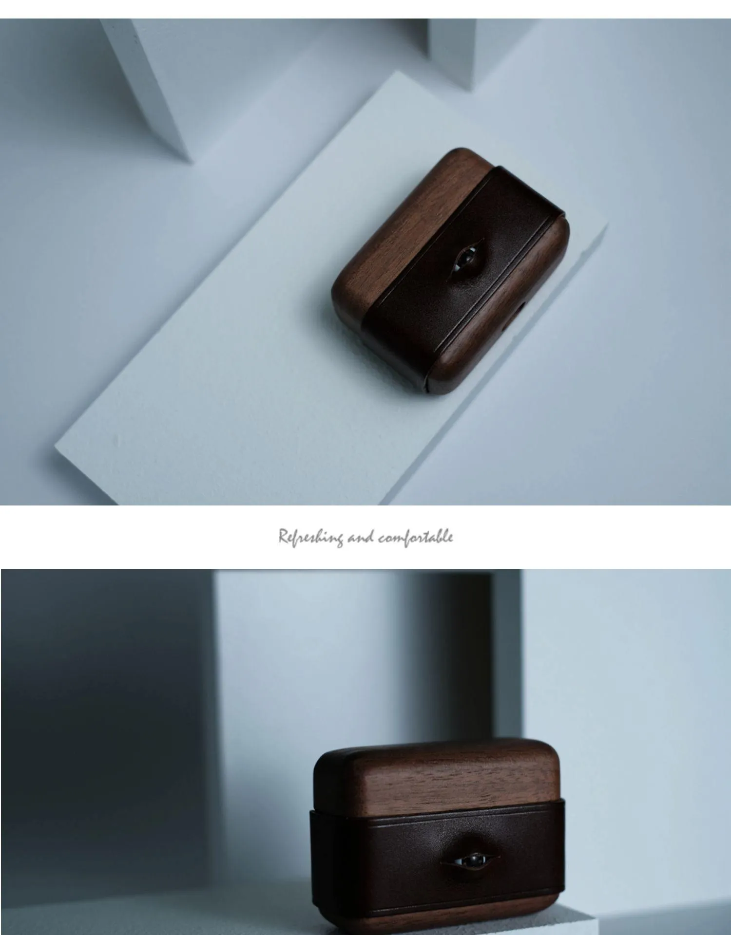 Handmade Green Leather Wood AirPods 1,2 Case with Eye Custom Leather AirPods 1,2 Case Airpod Case Cover