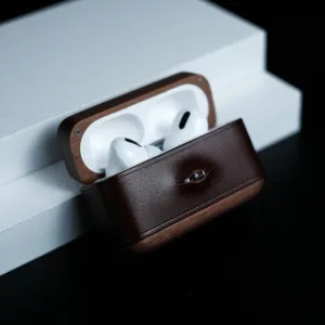 Handmade Green Leather Wood AirPods 1,2 Case with Eye Custom Leather AirPods 1,2 Case Airpod Case Cover