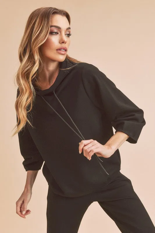Hazel Blues® |  Aemi   Co Lightweight Drawstring Mock Neck Sweatshirt