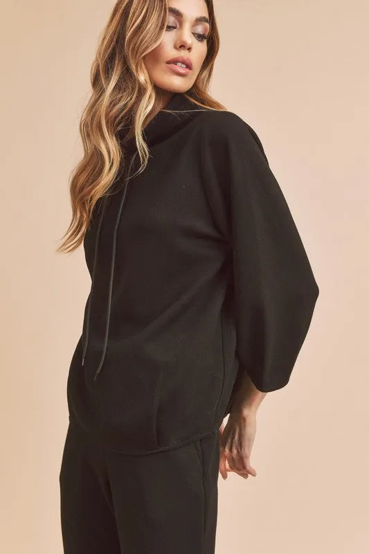 Hazel Blues® |  Aemi   Co Lightweight Drawstring Mock Neck Sweatshirt
