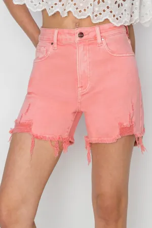 Hazel Blues® |  RISEN High Rise Distressed Denim Shorts