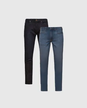Indigo & Medium Wash Slim Comfort Stretch Jeans 2-Pack