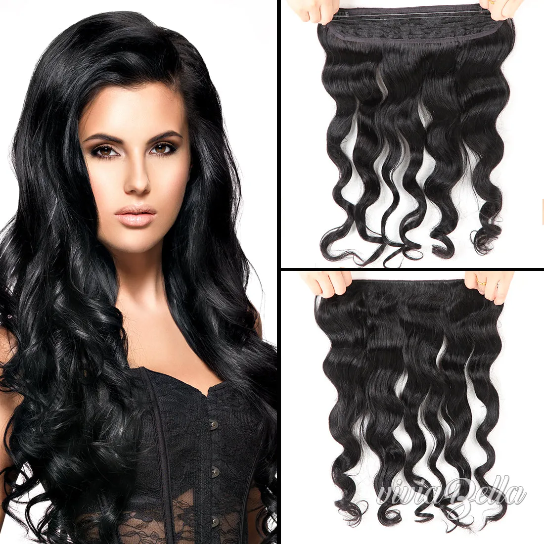 Invisible Halo Hair Extension - Adjustable Flip on Hairpiece