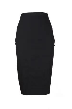 Jean Paul Gaultier Black Wool Stretch Pencil Skirt, c. 90's, 25 W