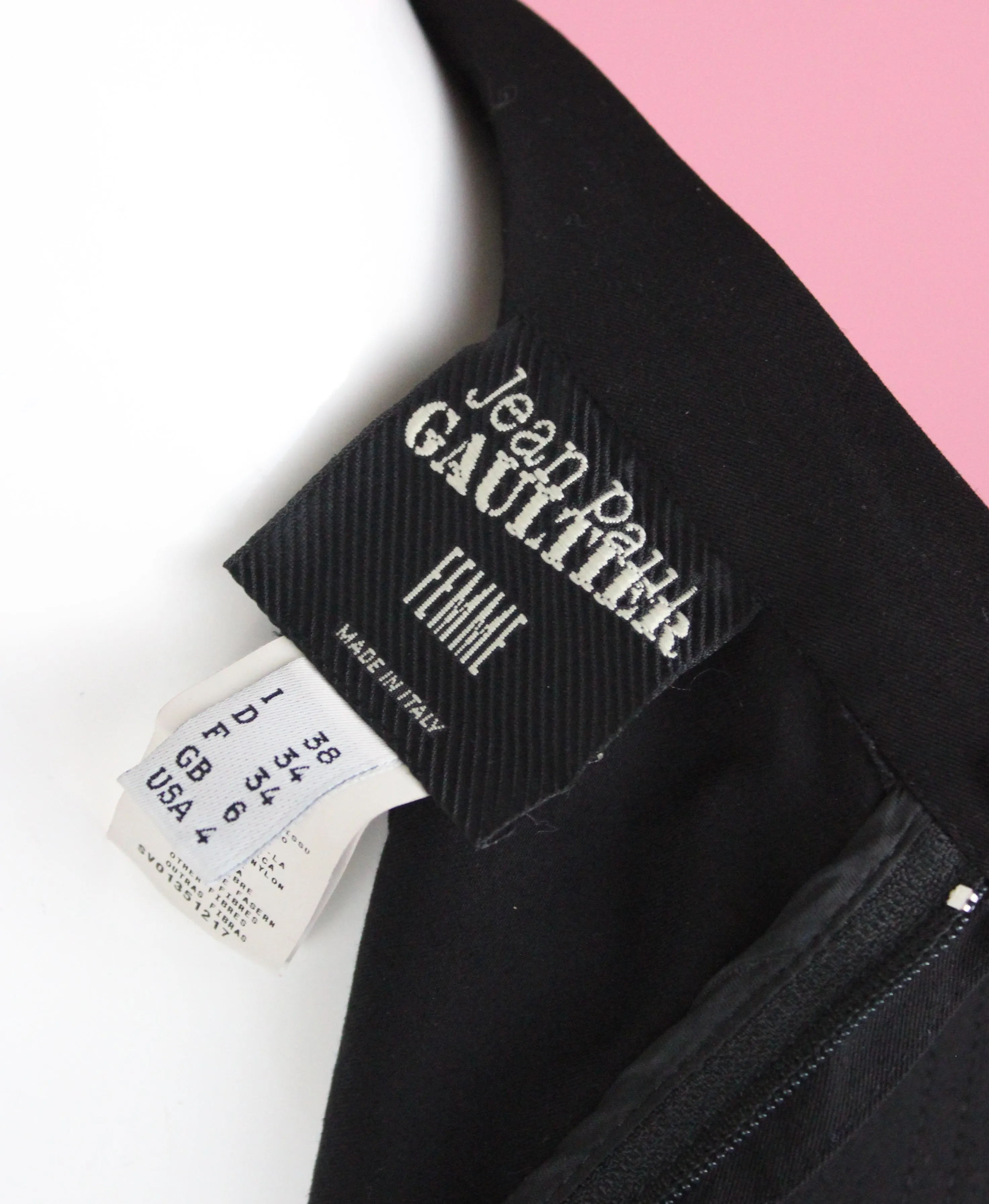 Jean Paul Gaultier Black Wool Stretch Pencil Skirt, c. 90's, 25 W