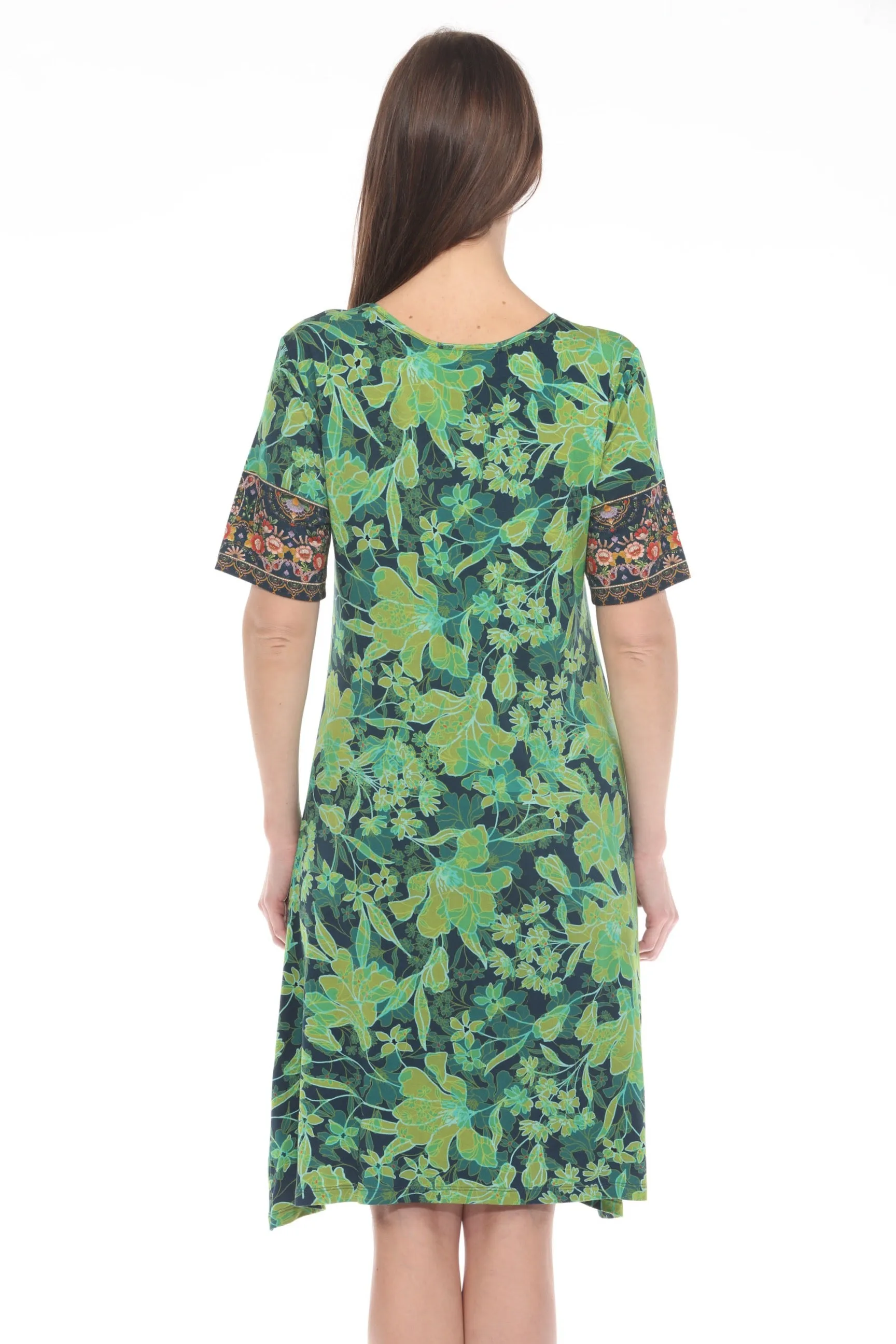Johnny Was Green Hirz Tali Floral Swing Dress R33623-EK