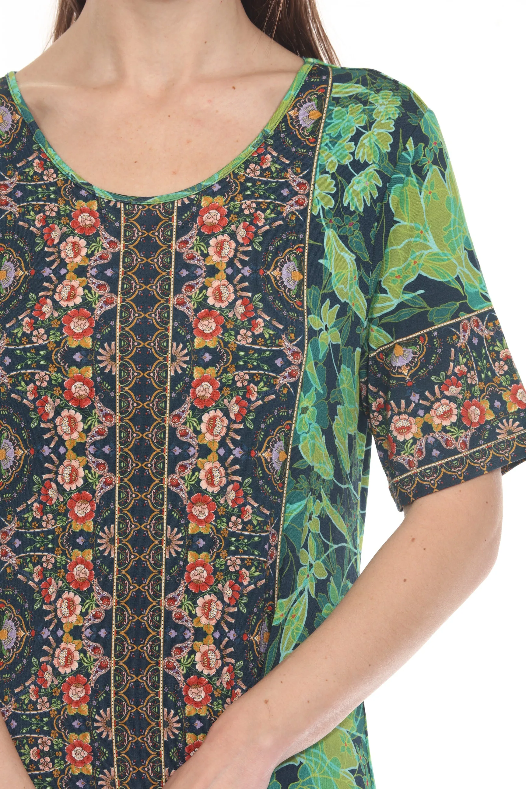 Johnny Was Green Hirz Tali Floral Swing Dress R33623-EK