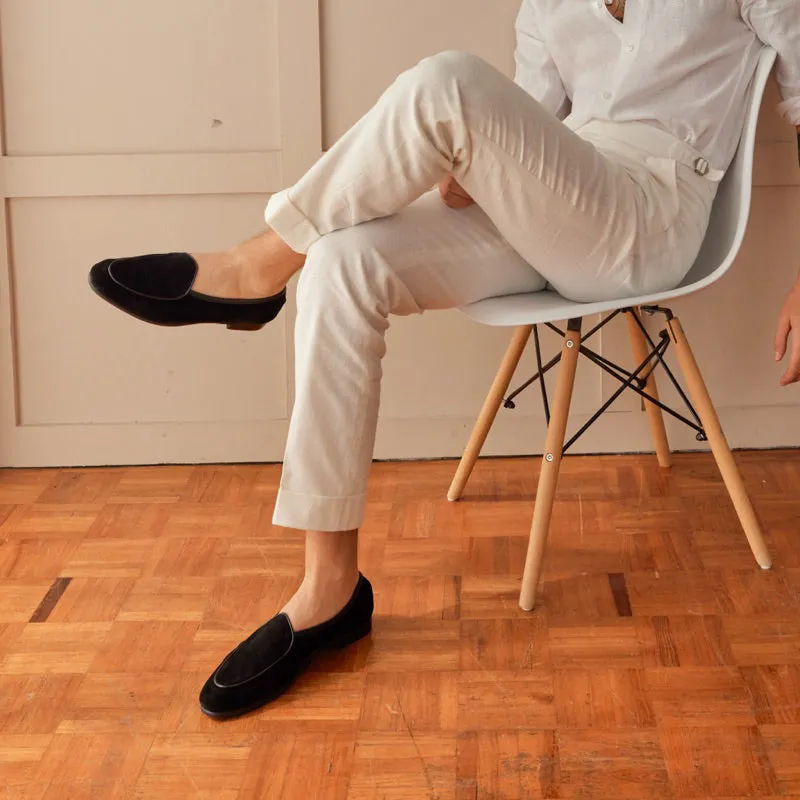 JULIETTA - Belgian Loafer Suede : Black (Unlined)