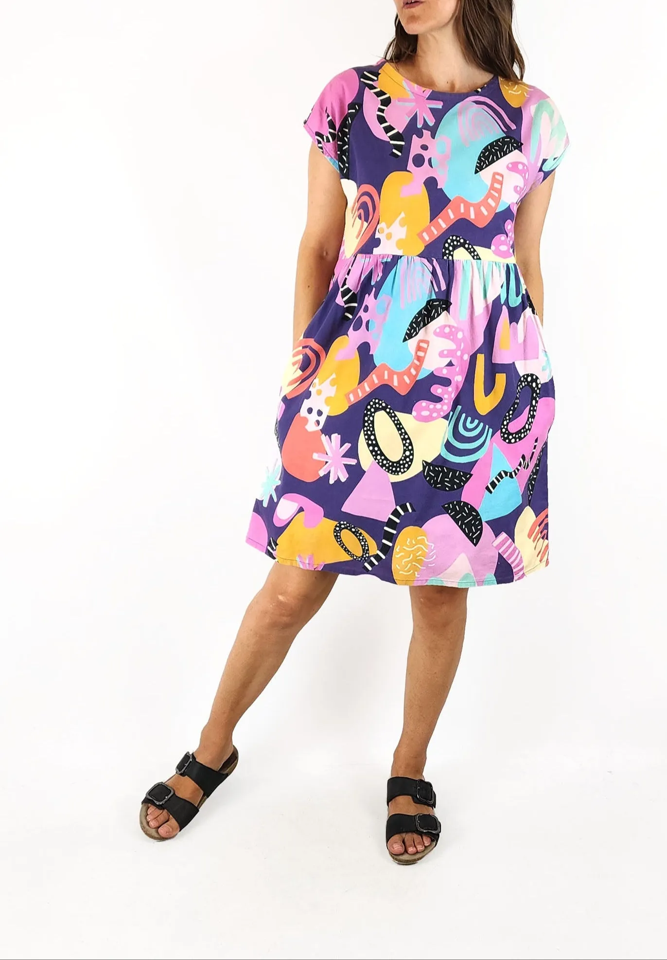 Kablooie purple unique print dress size 8