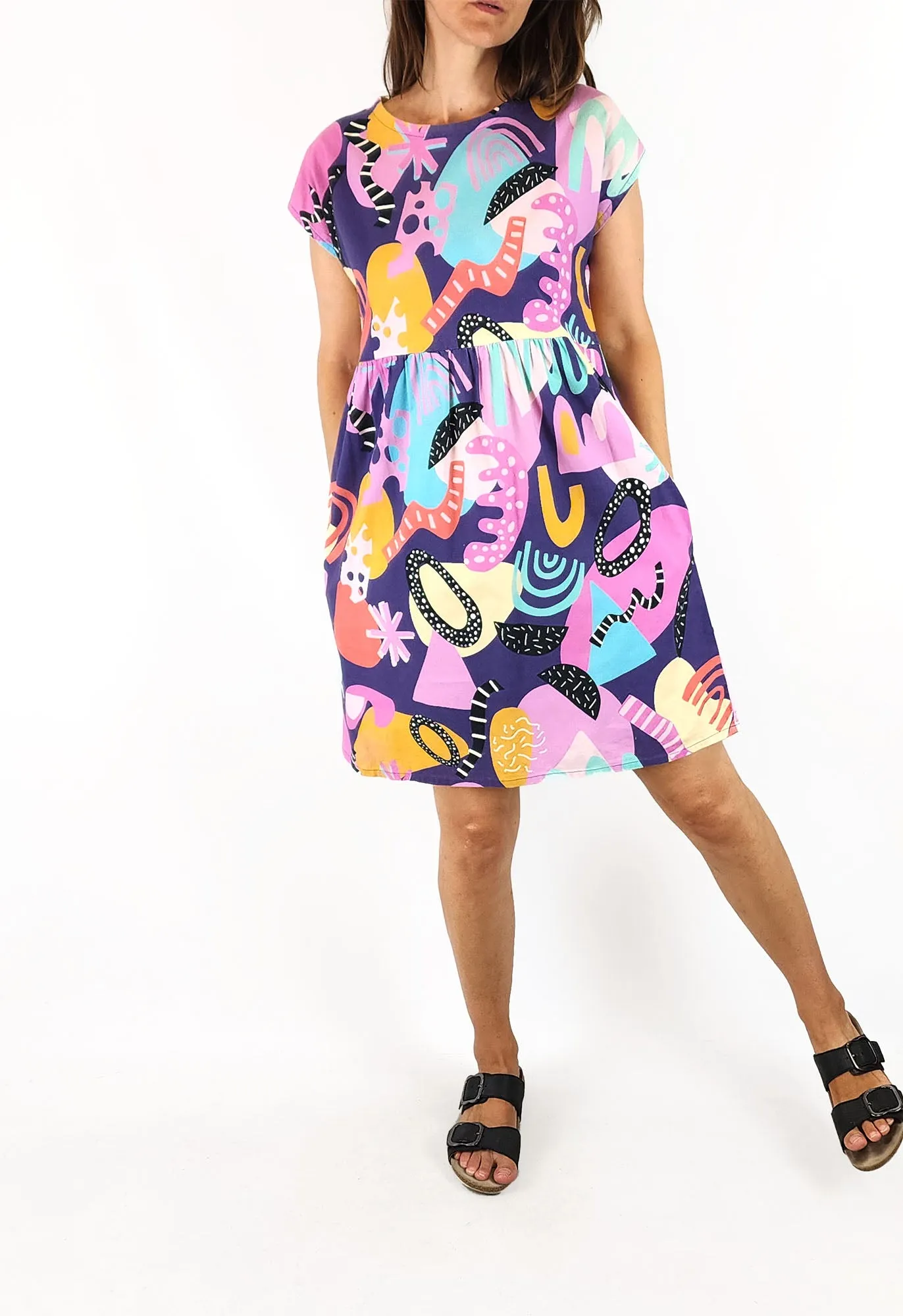 Kablooie purple unique print dress size 8