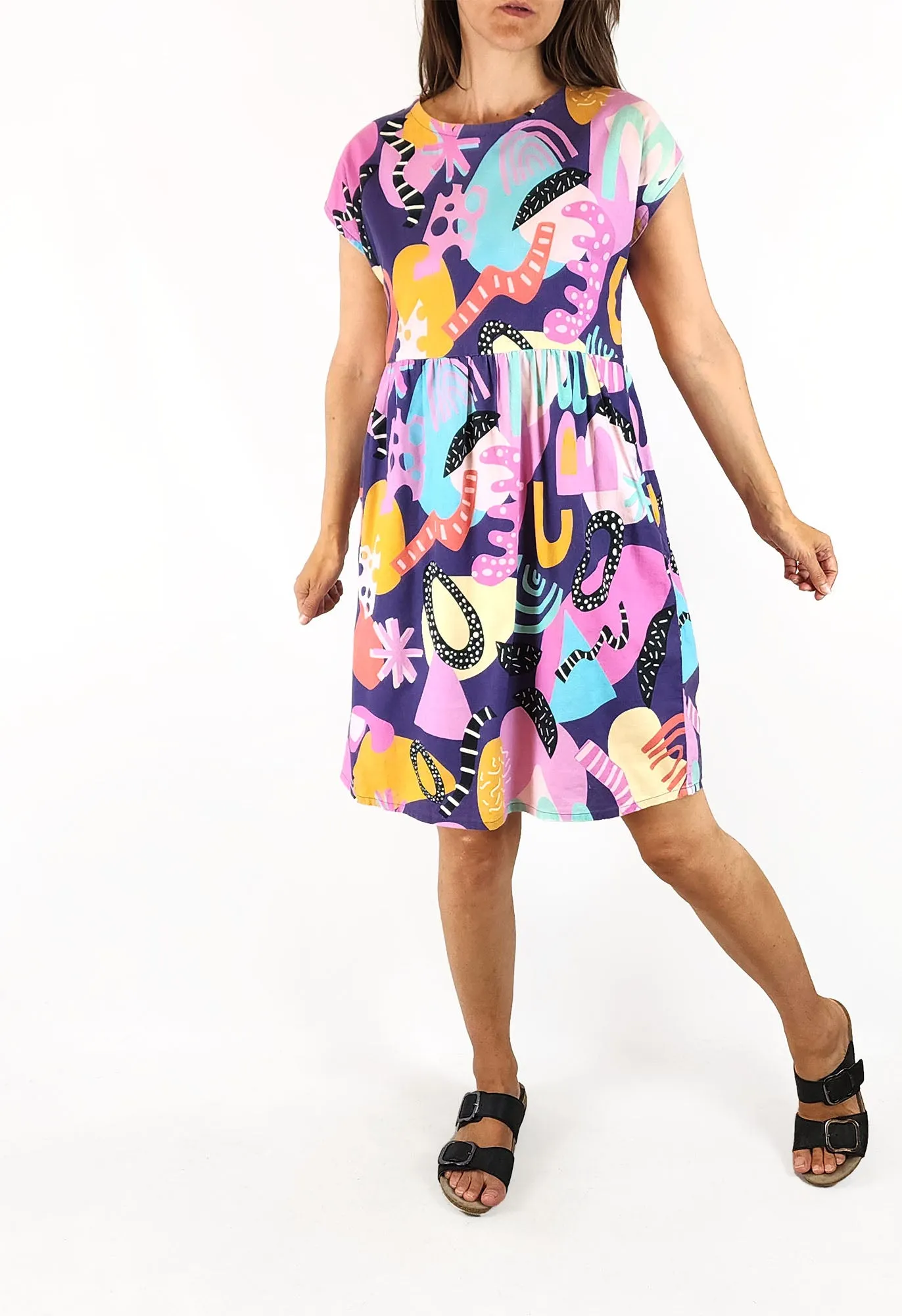 Kablooie purple unique print dress size 8