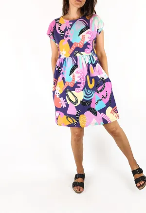 Kablooie purple unique print dress size 8