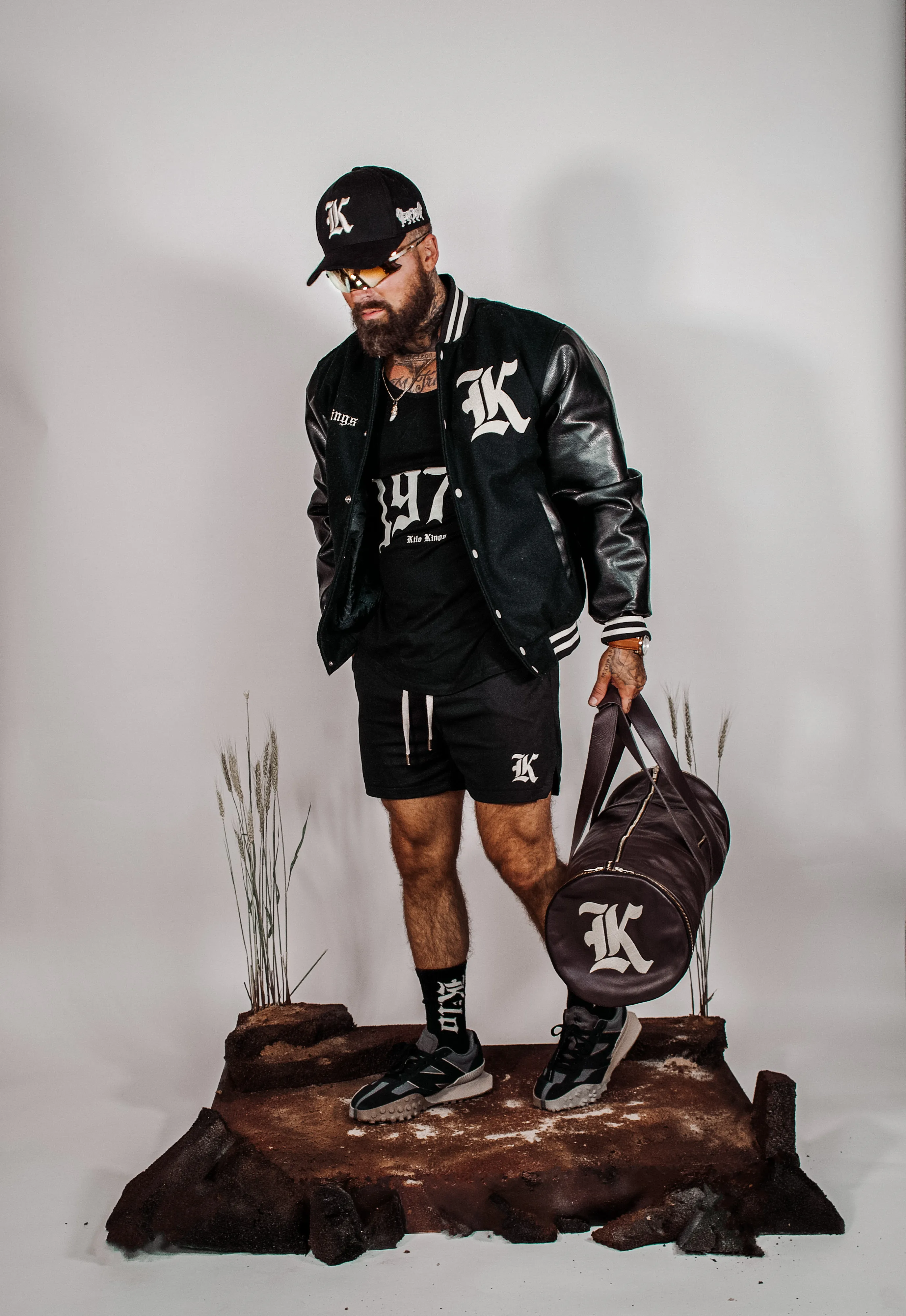 Kilo Varsity Jacket Genuine Leather Sleeves(Black)