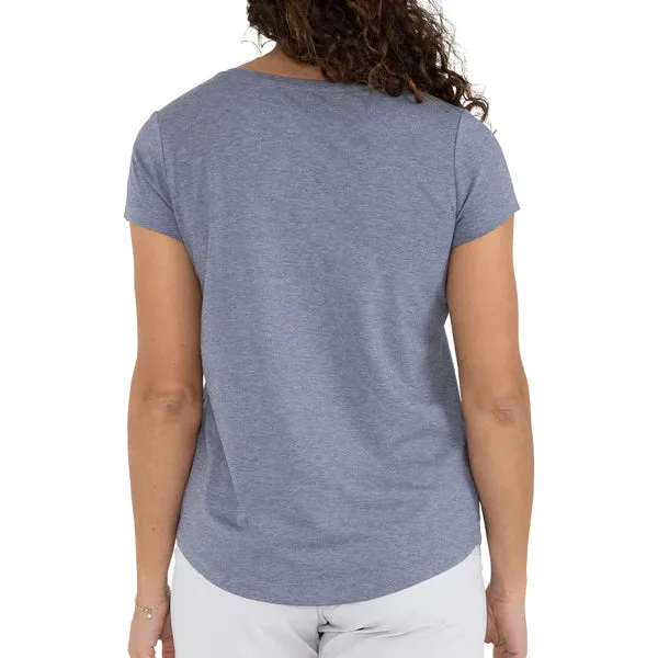 LADIES FREE FLY BAMBOO CURRENT TEE - HEATHER STONEWASH