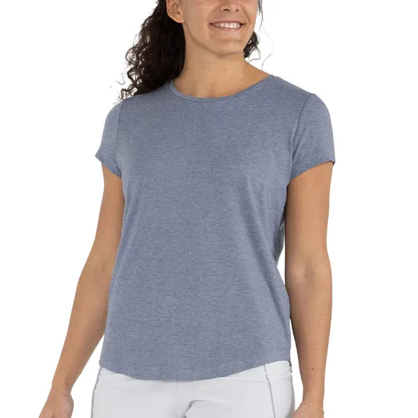 LADIES FREE FLY BAMBOO CURRENT TEE - HEATHER STONEWASH