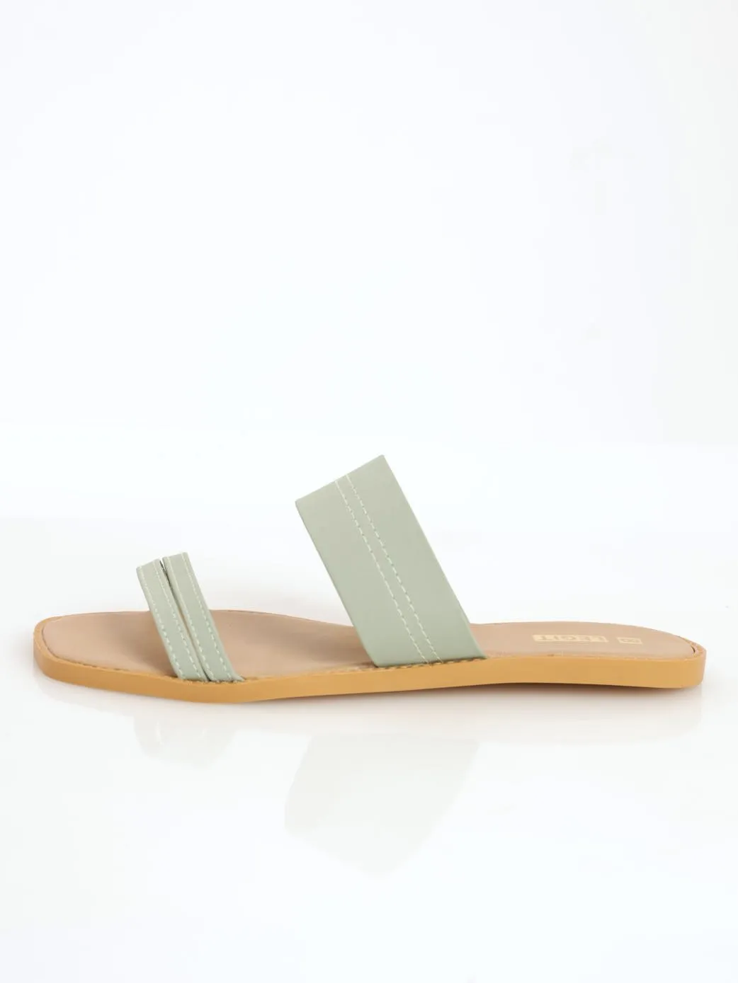 Ladies Strappy Vamp With Big Strap Mule Sandal - Sage