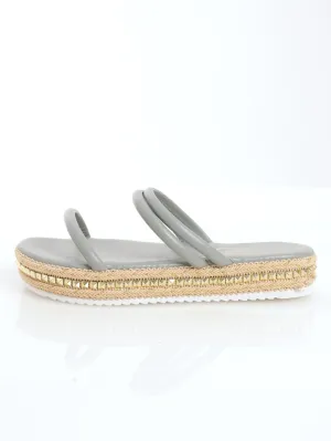 Ladies Tubular Strappy Platform Mule Sandal - Sage