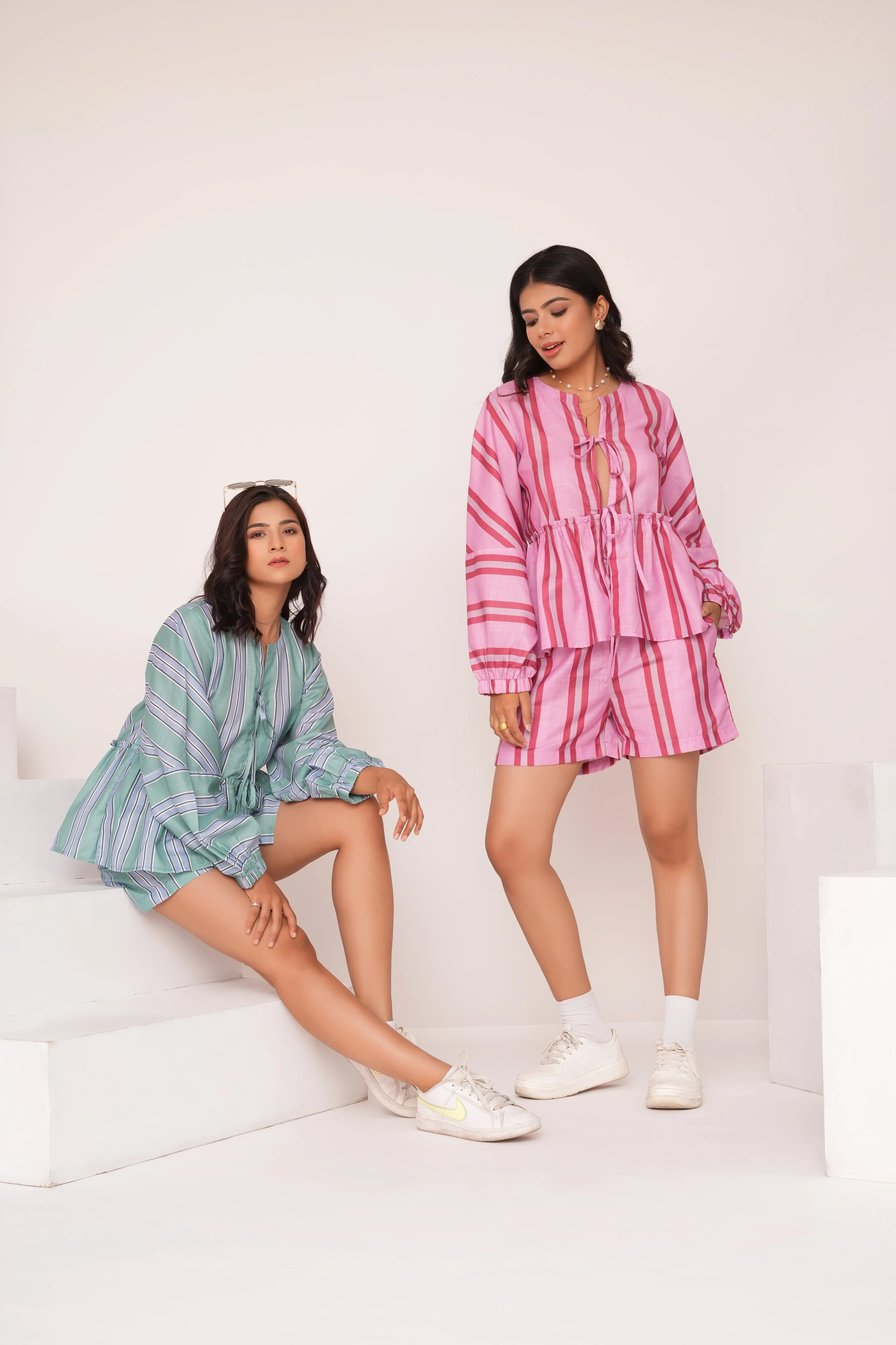 Laxmi Shetty in Minty Stripes Coord Set