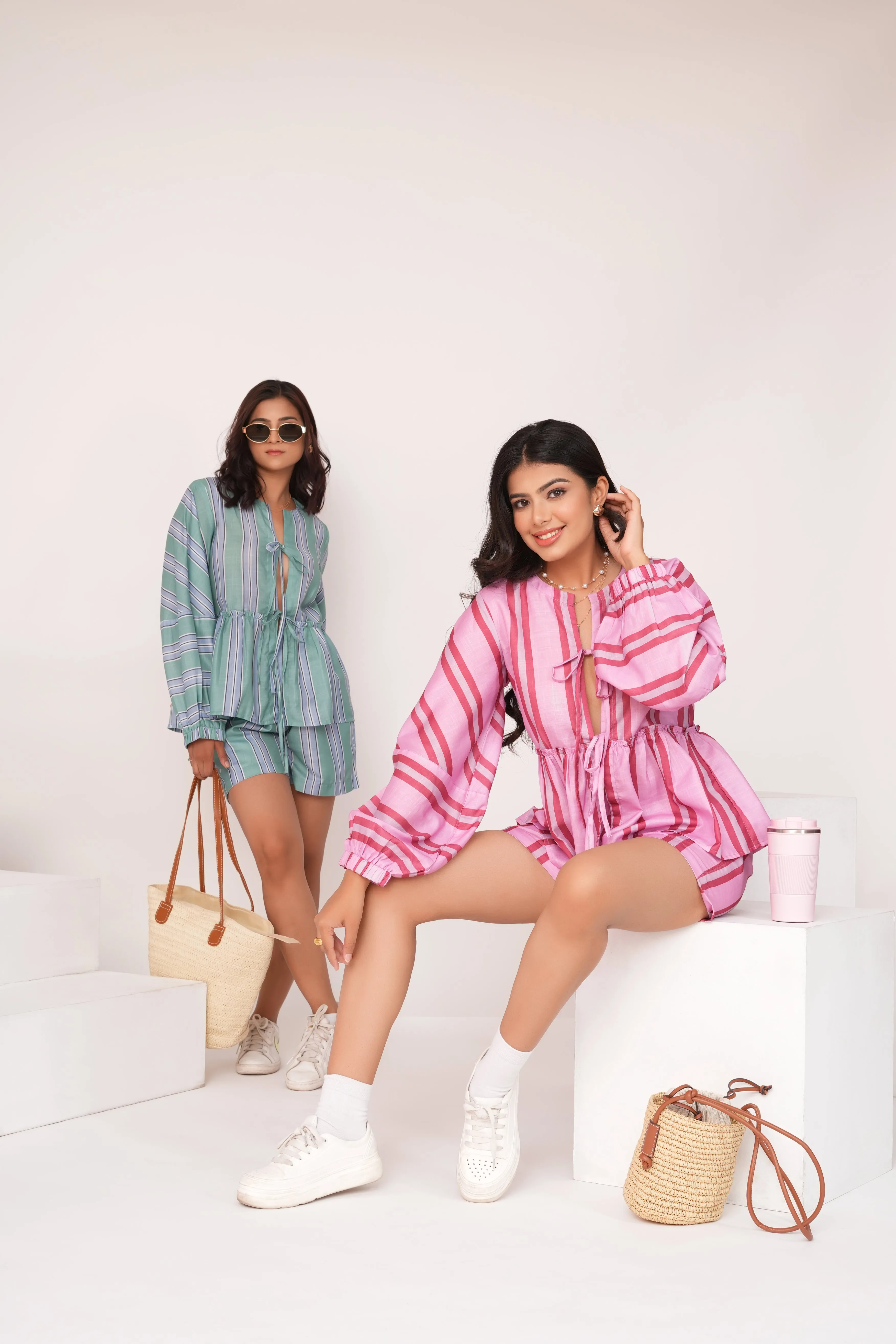 Laxmi Shetty in Minty Stripes Coord Set