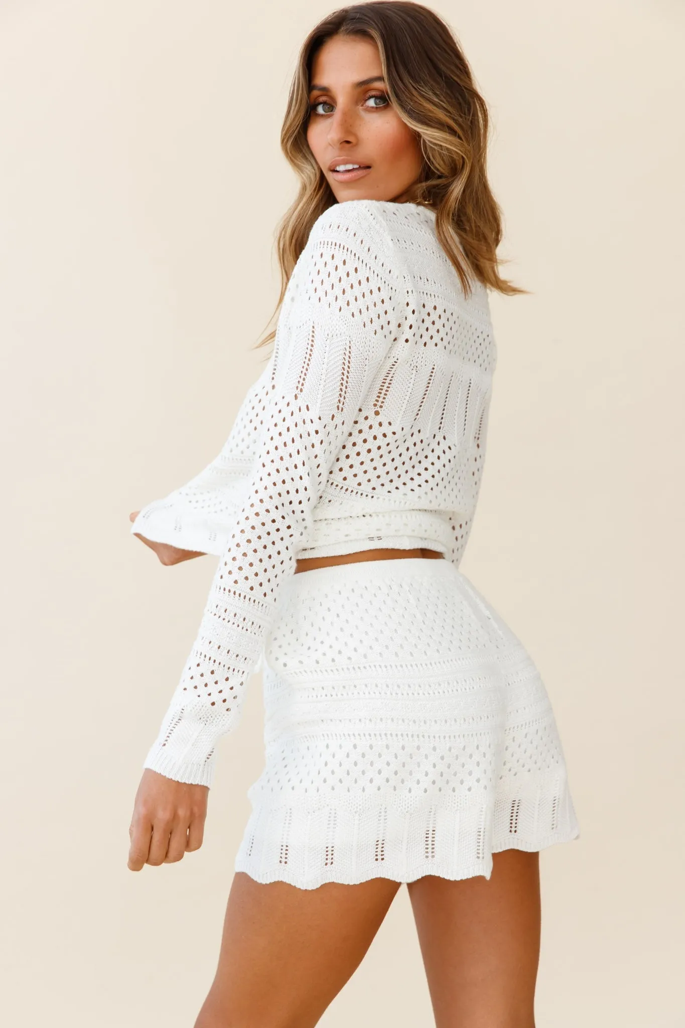 Lazy Daze Crochet Knit Shorts White