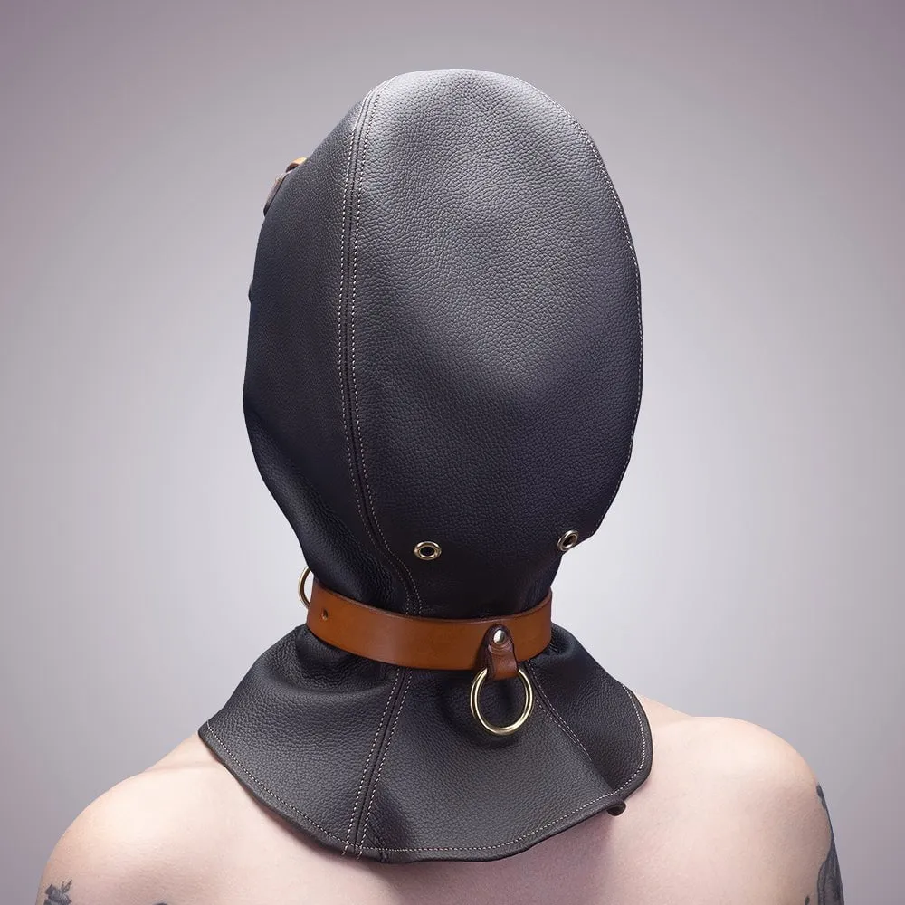 Leather Bondage Hood with Collar